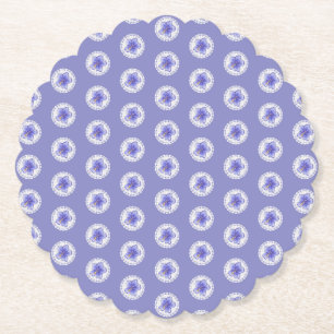 Hibiscus & lace BLUE Paper Coaster