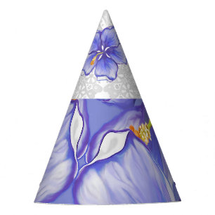 Hibiscus & lace BLUE Party Hat