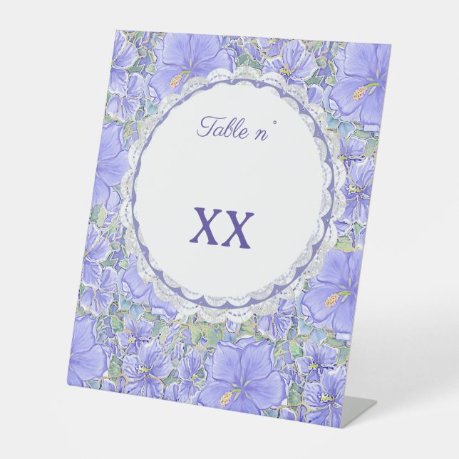 Hibiscus & lace BLUE Pedestal Sign (Front)