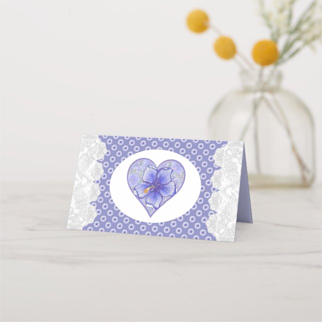 Hibiscus & lace BLUE Place Card (Back)