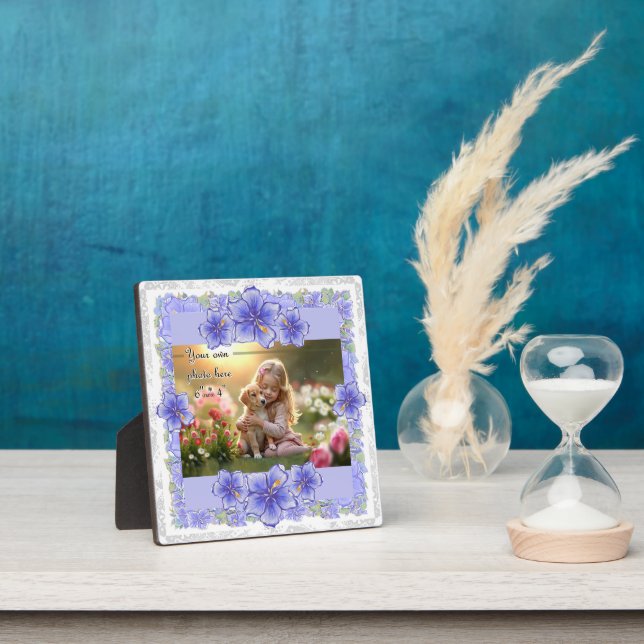 Hibiscus & lace BLUE Plaque (Insitu)