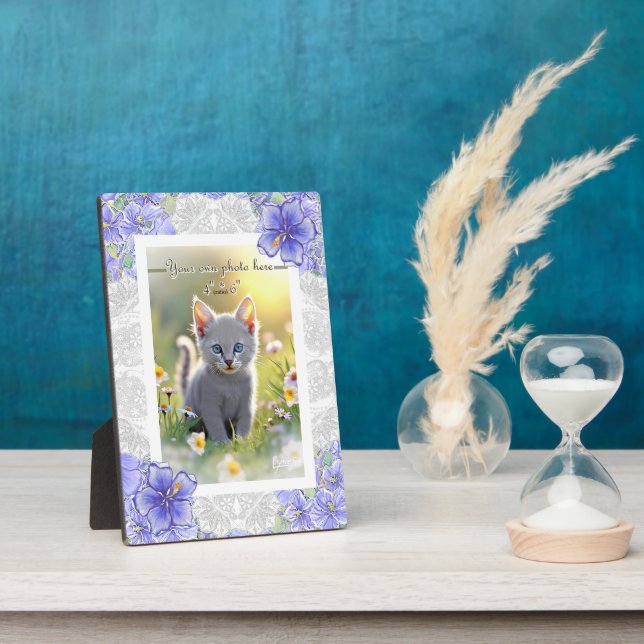 Hibiscus & lace BLUE Plaque (Side)