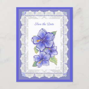 Hibiscus & lace BLUE Postcard