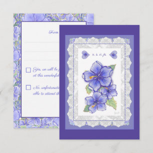 Hibiscus & lace BLUE RSVP Card