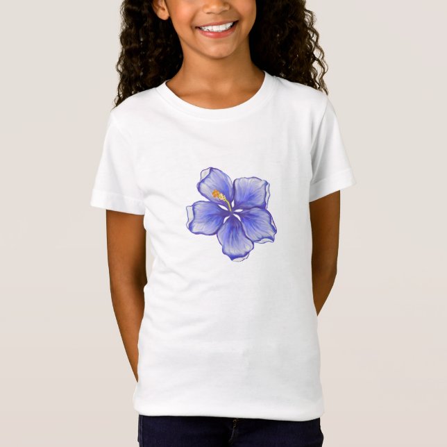 Hibiscus & lace BLUE T-Shirt (Front)