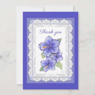 Hibiscus & lace BLUE Thank You Card