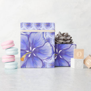 Hibiscus & lace BLUE Wrapping Paper