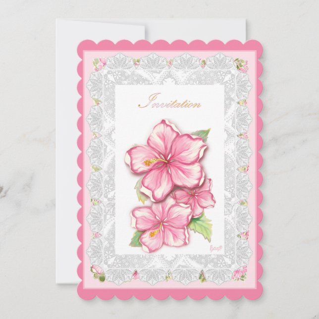 Hibiscus & lace PINK (Front)