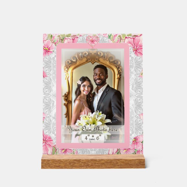 Hibiscus & lace PINK Acrylic Sign (Front)