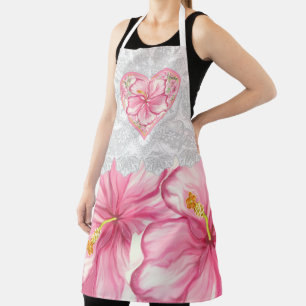Hibiscus & lace PINK Apron