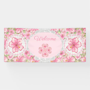 Hibiscus & lace PINK Banner