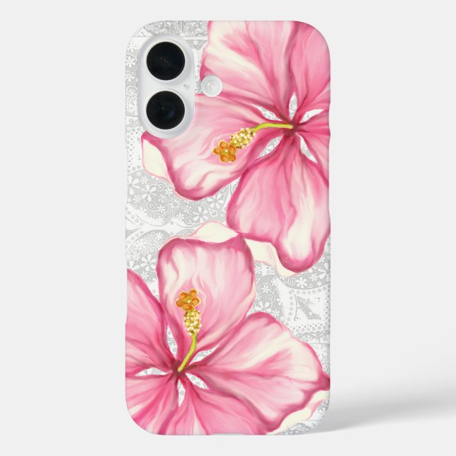 Hibiscus & lace PINK Case-Mate iPhone Case (Back)