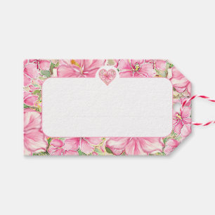 Hibiscus & lace PINK Gift Tags