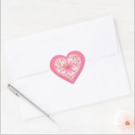 Hibiscus & lace PINK Heart Sticker<br><div class="desc">For me, the hibiscus is one of the most beautiful flowers. My inspiration here, with this flower, is a romantic white lace pattern (graphic effect) and a hibiscus bush pattern (in the same hues) with a small light gold outline. I propose to you a fresh, soft and romantic floral style...</div>