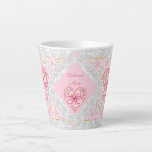 Hibiscus & lace PINK Latte Mug