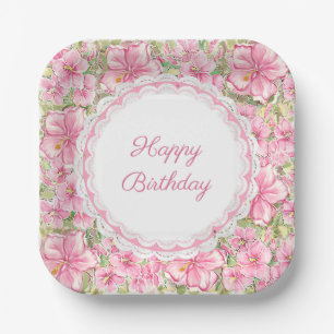 Hibiscus & lace PINK Paper Plate