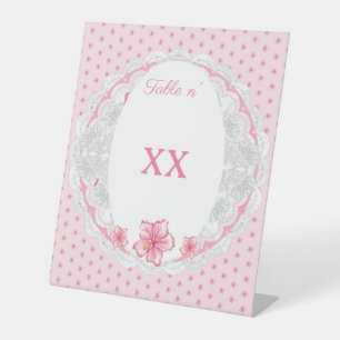 Hibiscus & lace PINK Pedestal Sign