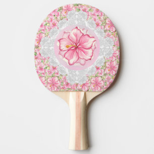 Hibiscus & lace PINK Ping Pong Paddle