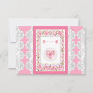 Hibiscus & lace PINK RSVP Card