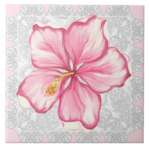 Hibiscus & lace PINK Tile
