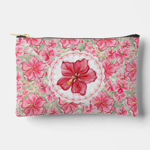 Hibiscus & lace RED Accessory Pouch