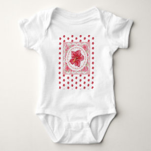 Hibiscus & lace RED Baby Bodysuit