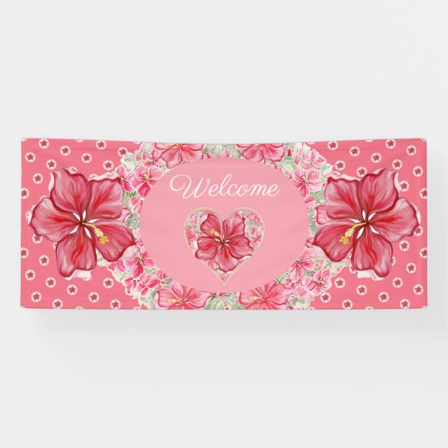 Hibiscus & lace RED Banner (Horizontal)