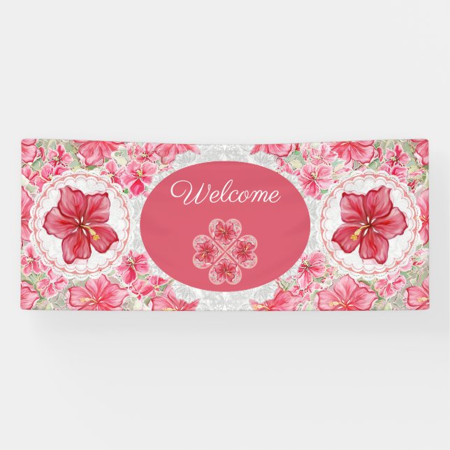 Hibiscus & lace RED Banner (Horizontal)