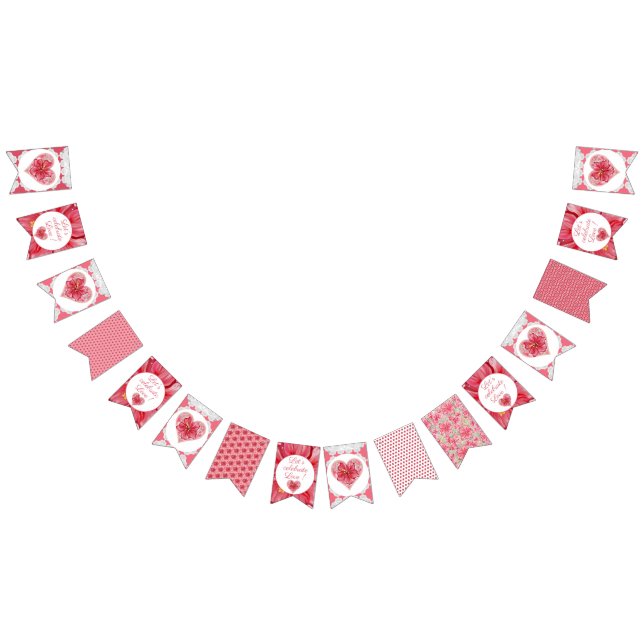 Hibiscus & lace RED Bunting (All)