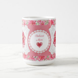 Hibiscus & lace RED Coffee Mug