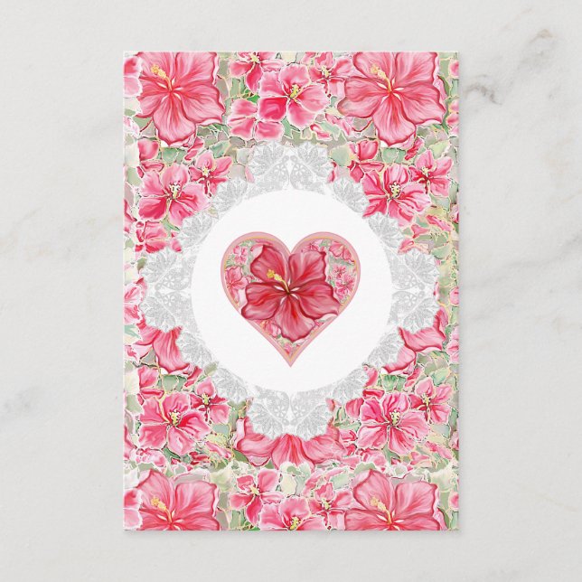 Hibiscus & lace RED Enclosure Card (Front)