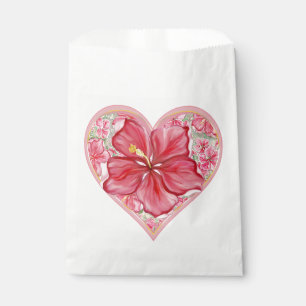 Hibiscus & lace RED Favour Bags