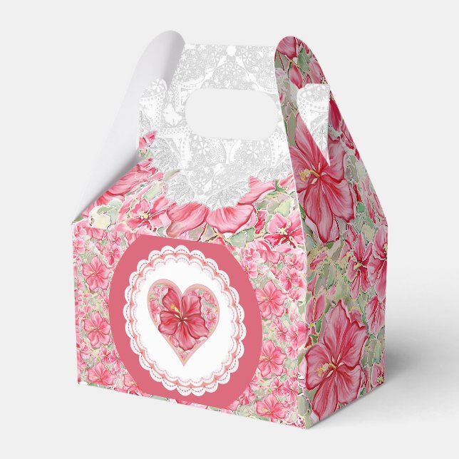 Hibiscus & lace RED Favour Box (Front Side)