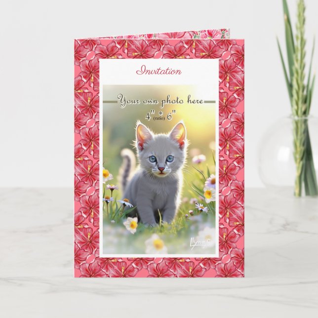 Hibiscus & lace RED Invitation (Front)