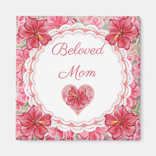 Hibiscus & lace RED Magnet