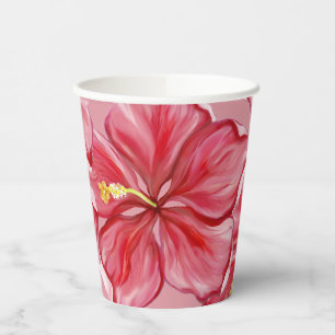 Hibiscus & lace RED Paper Cups