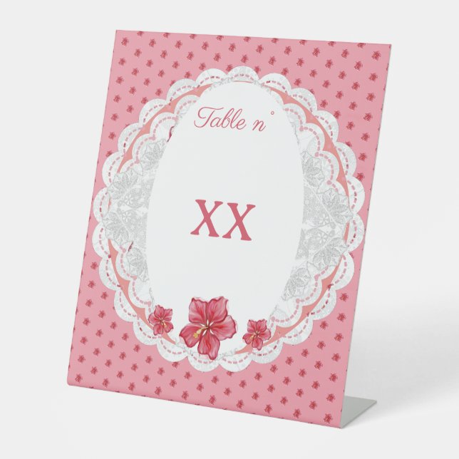 Hibiscus & lace RED Pedestal Sign (Front)