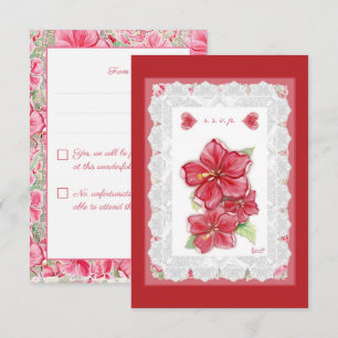 Hibiscus & lace RED RSVP Card