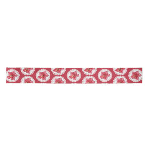 Hibiscus & lace RED Satin Ribbon