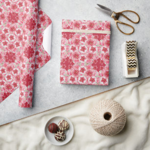 Hibiscus & lace RED Wrapping Paper