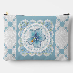 Hibiscus & lace TURQUOISE Accessory Pouch