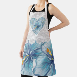 Hibiscus & lace TURQUOISE Apron