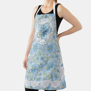 Hibiscus & lace TURQUOISE Apron