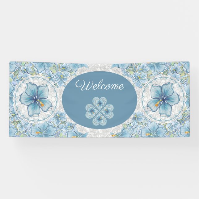 Hibiscus & lace TURQUOISE Banner (Horizontal)