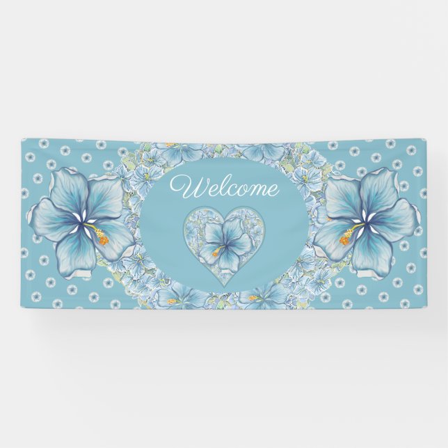 Hibiscus & lace TURQUOISE Banner (Horizontal)