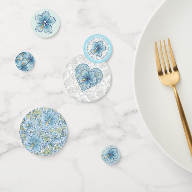 Hibiscus & lace TURQUOISE Confetti (Group)
