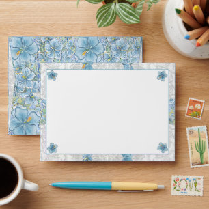 Hibiscus & lace TURQUOISE Envelope