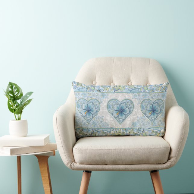 Hibiscus & lace TURQUOISE Lumbar Cushion (Chair)