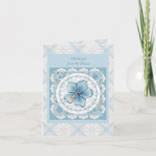 Hibiscus & lace TURQUOISE Note Card