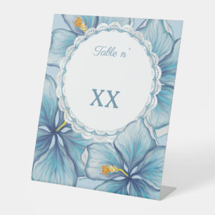 Hibiscus & lace TURQUOISE Pedestal Sign